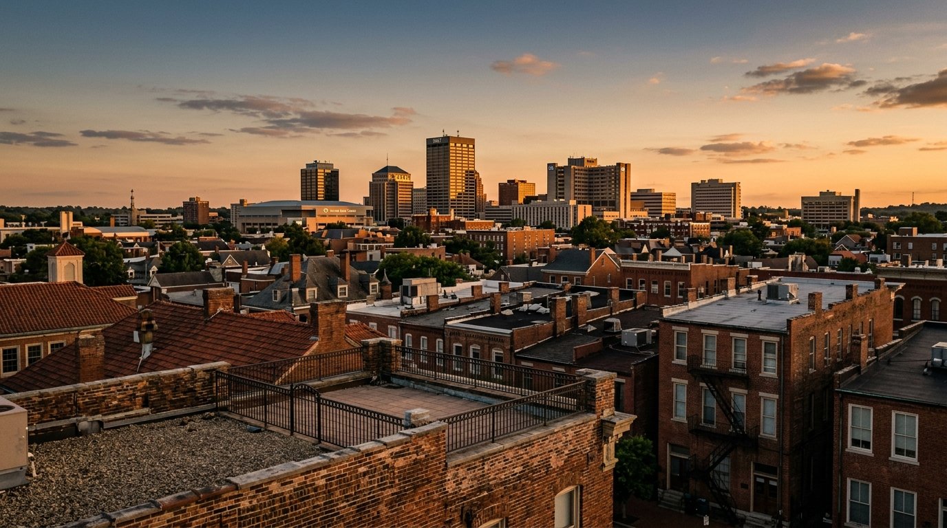 Downtown Lexington skyline at golden hour