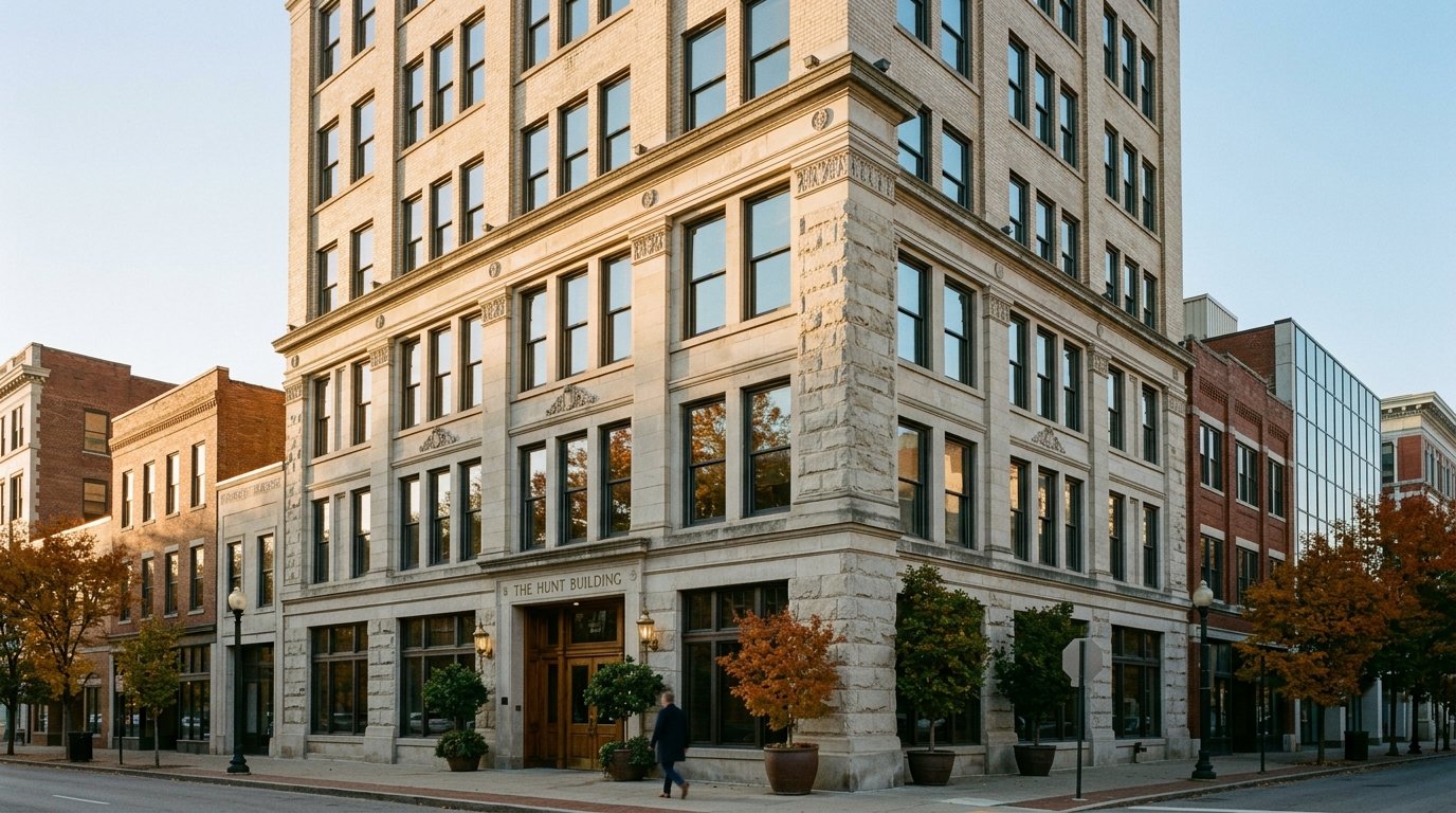 Morning light on a Lexington office building facade